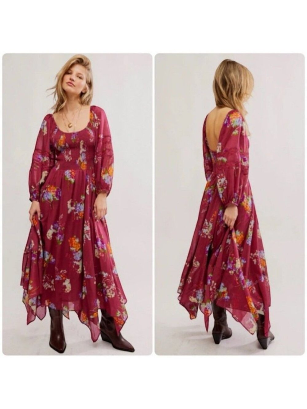 Free People Morning Glory Floral Boho Maxi Dress Size Large New with Tag